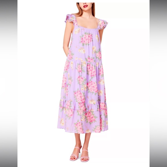 Betsey Johnson Dresses & Skirts - Betsey Johnson Cotton Bouquet-Print Maxi Dress